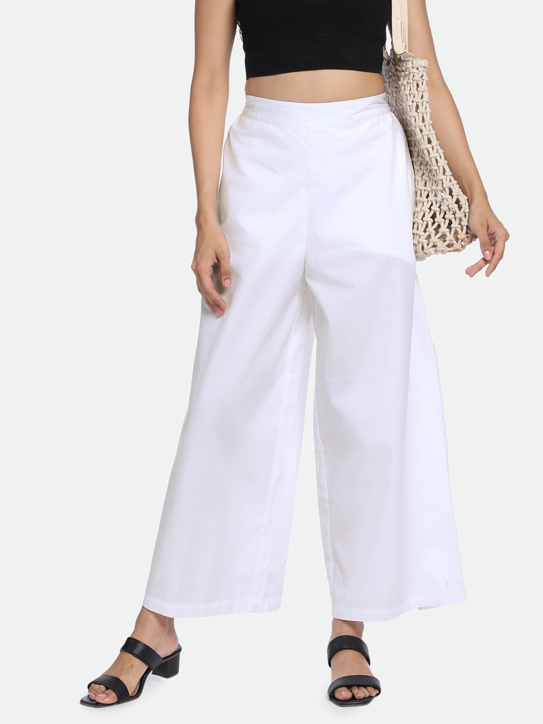 WHITE COTTON TROUSERS - White