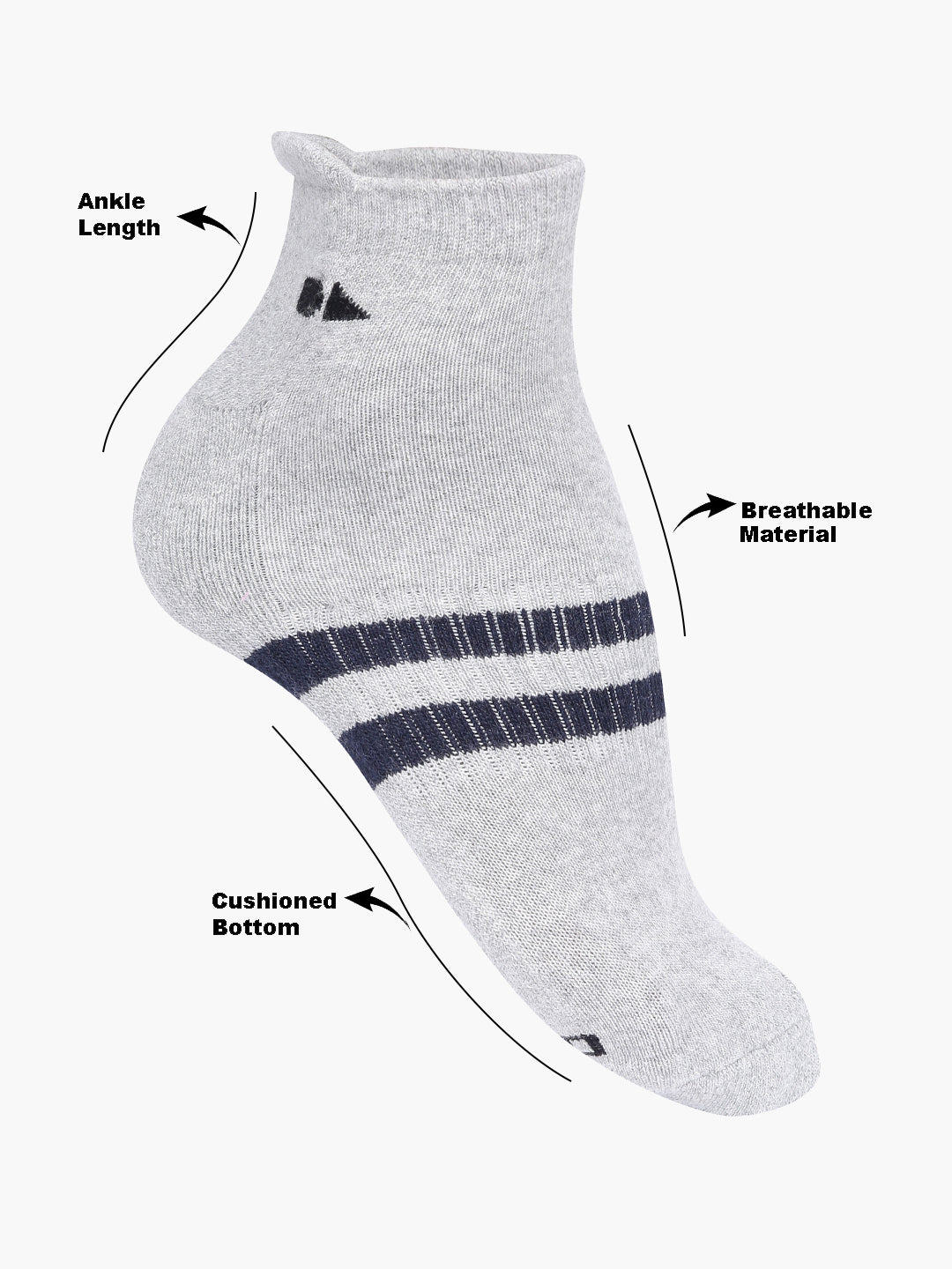 Men's Pack of 3 Striped Ankle Length Socks