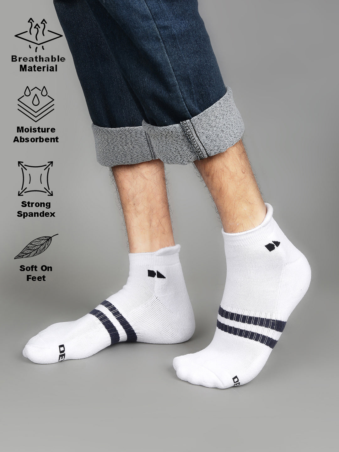 Men's Pack of 3 Striped Ankle Length Socks