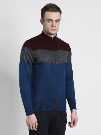 Men's Mock Regular Fit Solid Maroon Sweater