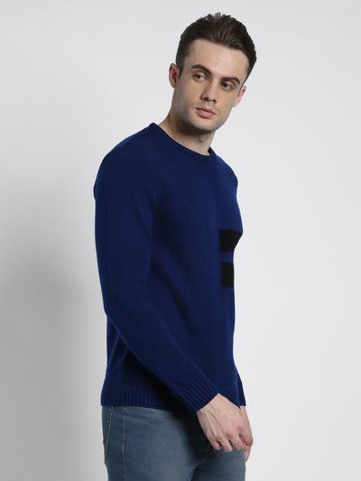 Men's Blue Stripes Acrylic Pullover sweater