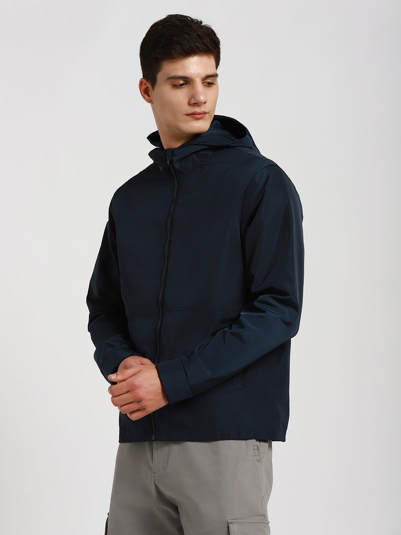 Dennis Lingo Men's Hooded Regular Fit Solid Indigo Jackets