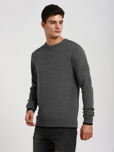 Men's Mock Regular Fit Solid Mid Grey Mel Sweater