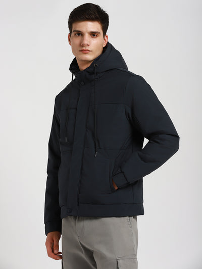 Men's Hooded Regular Fit Solid Mid Grey Jackets