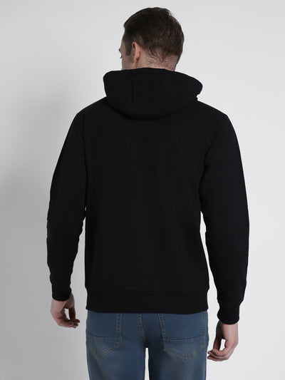 Men's Black Solid Hooded Sweatshirt