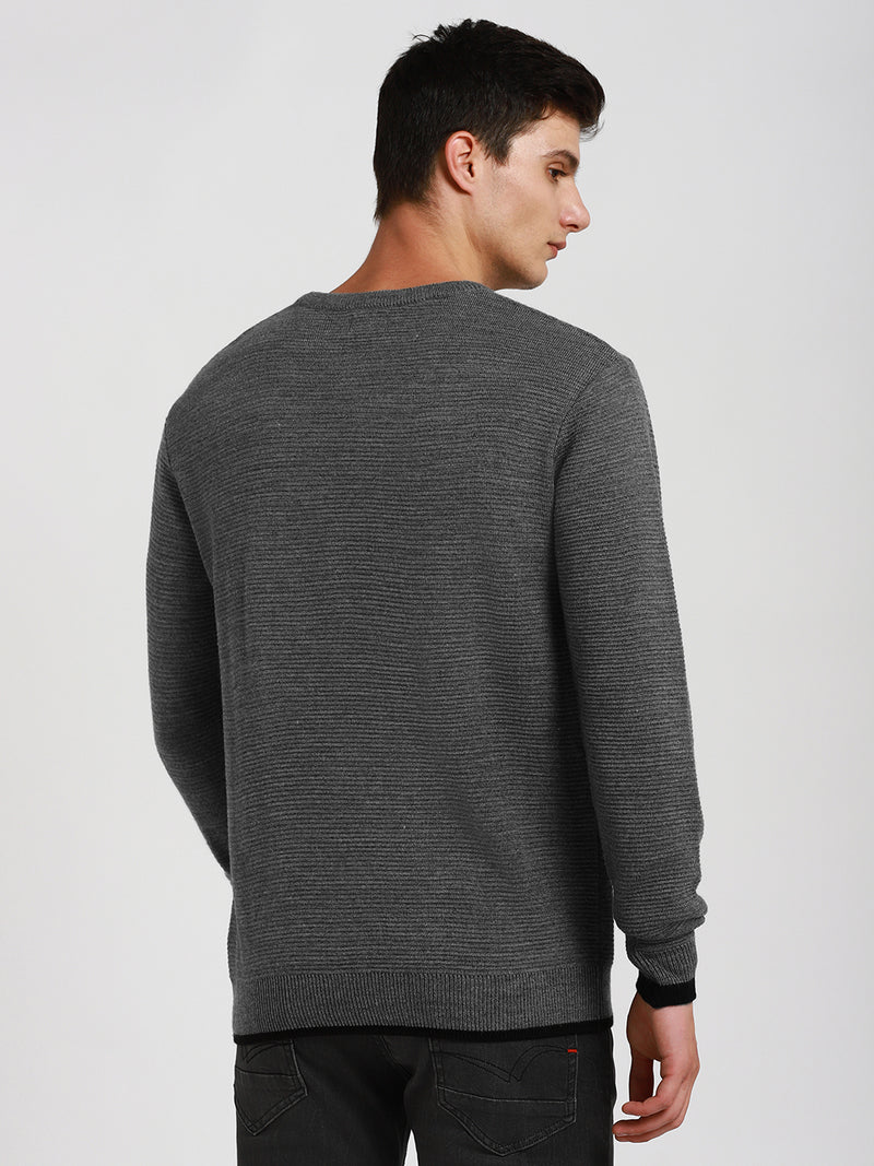 Men's Mock Regular Fit Solid Mid Grey Mel Sweater