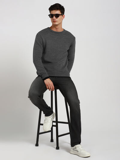 Men's Mock Regular Fit Solid Mid Grey Mel Sweater