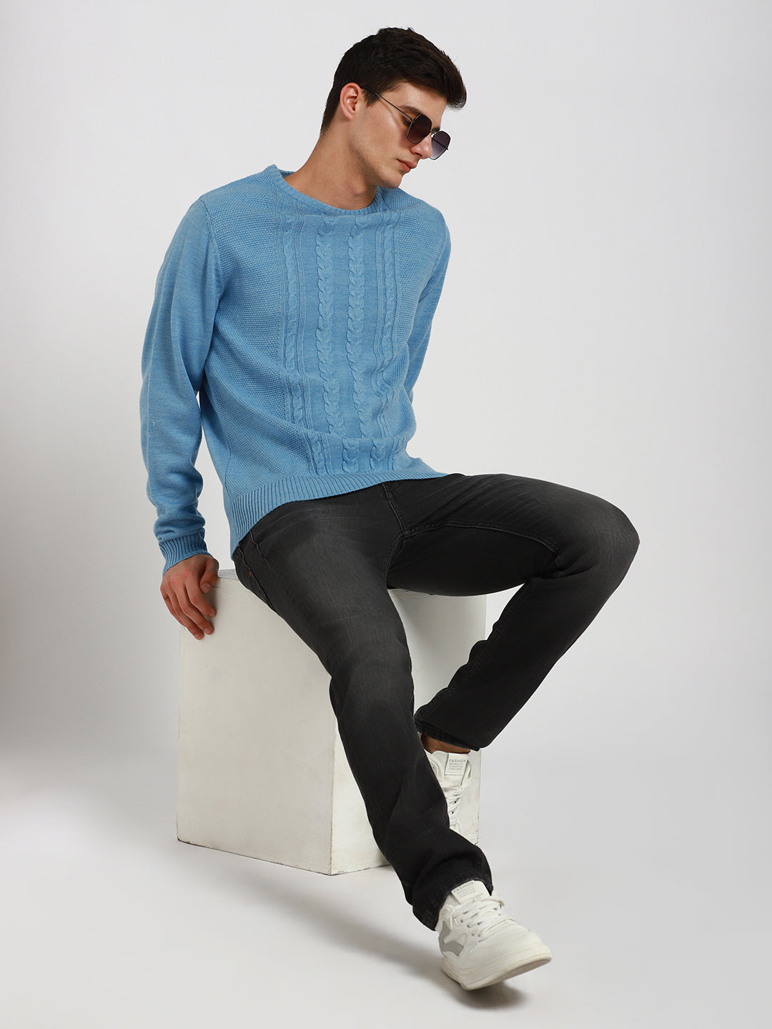 Dennis Lingo Men's Regular Collar Slim Fit Checks Mid Blue Casual Shirts