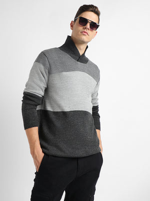 Dennis Lingo Men's Spread Collar Regular Fit Y/D Stripes Grey T-Shirts