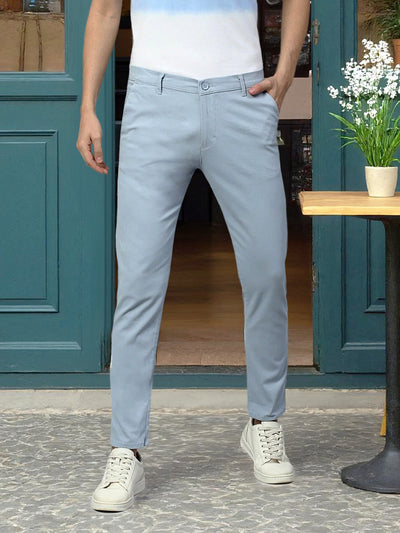 Men's Tapered Fit Cotton Chinos (Light Blue)