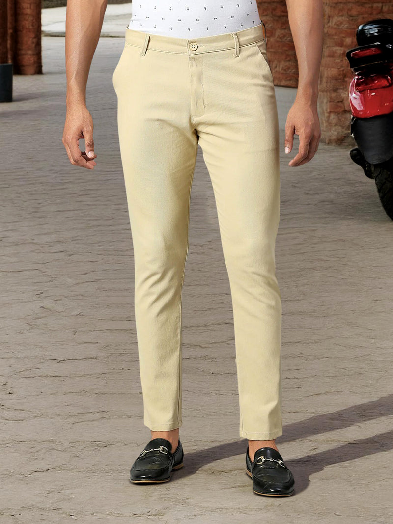 Men's Tapered Fit Cotton Chinos (Light Khaki)