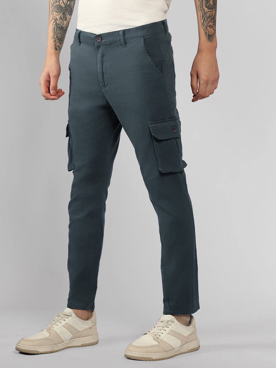 Men's Tapered Fit Cotton Cargo (Steel Grey)