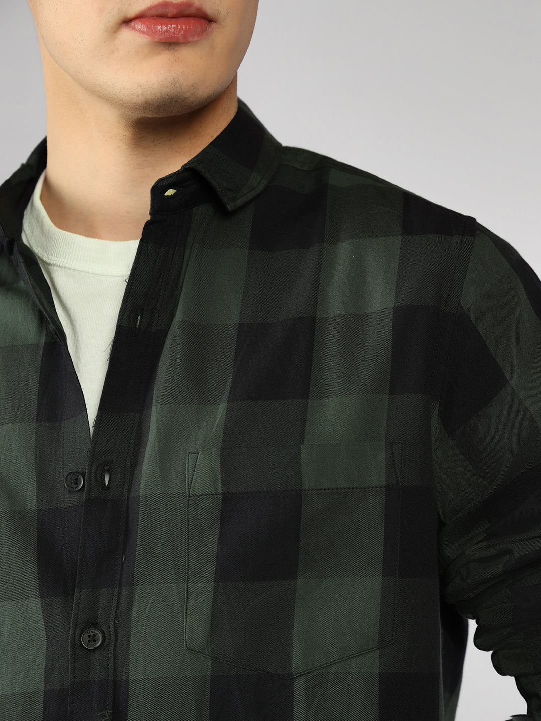 Men's Cotton Buffalo Check Slim Fit Full Sleeve Casual Shirt