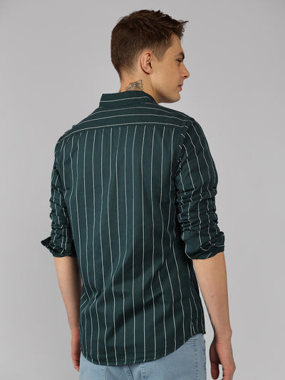 Men's Cotton Striped Slim Fit Casual Full Sleeve Shirt