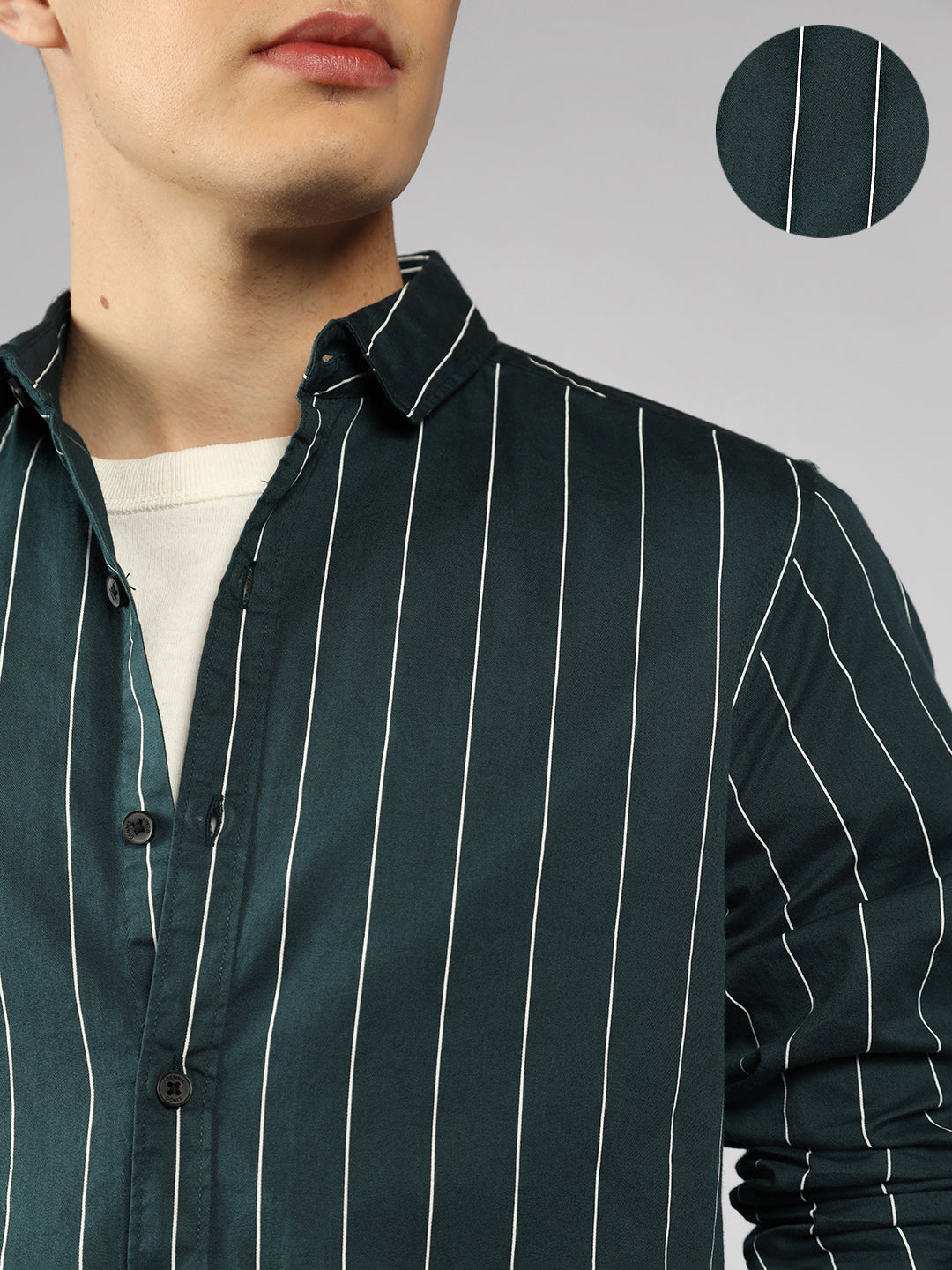 Men's Cotton Striped Slim Fit Casual Full Sleeve Shirt