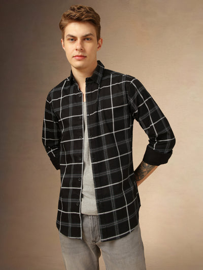 Men's Black Checks Full Sleeves Casual Shirt