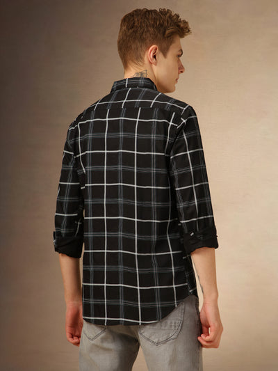 Men's Black Checks Full Sleeves Casual Shirt