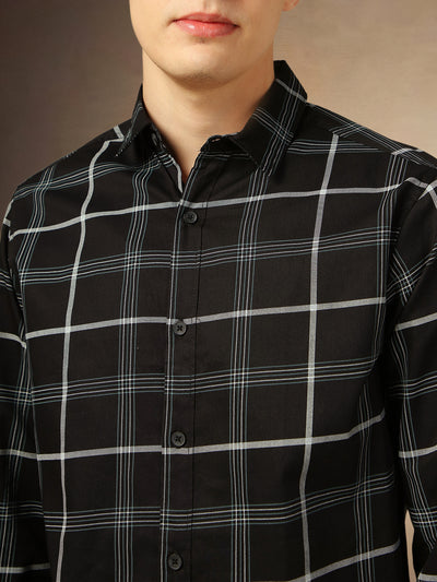 Men's Black Checks Full Sleeves Casual Shirt