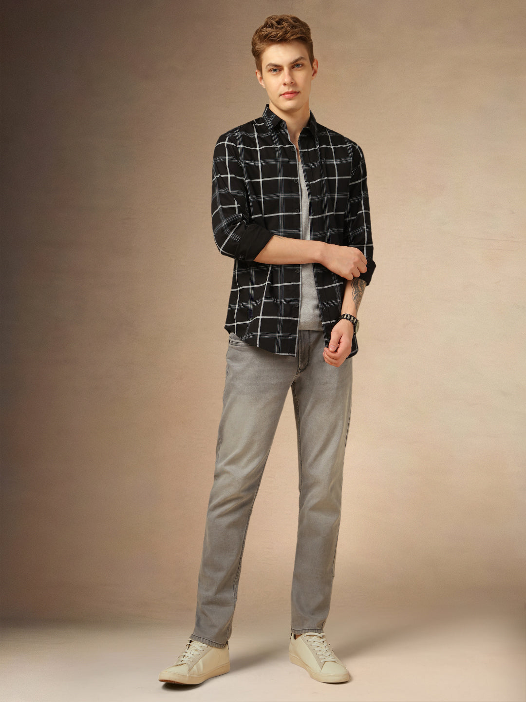 Men's Black Checks Full Sleeves Casual Shirt