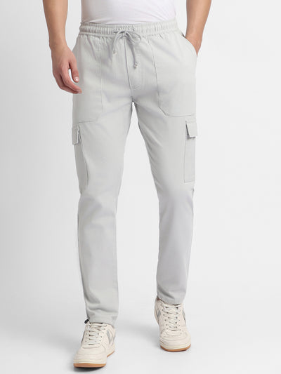 Mens's Light Grey Solid Cargo Jogger