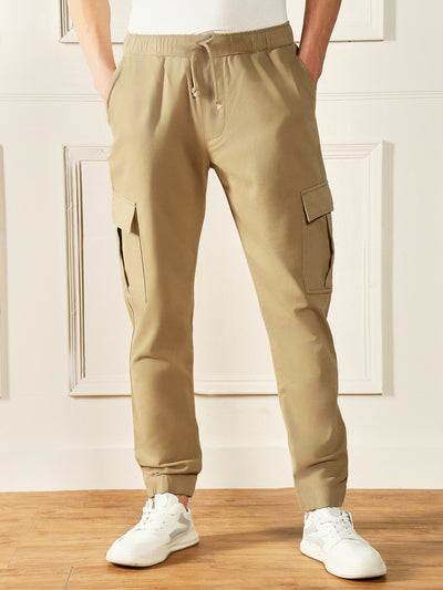 Men's Khaki Solid Cargo Jogger