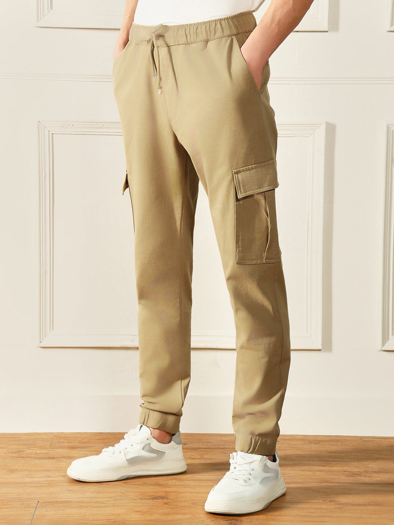 Men's Khaki Solid Cargo Jogger