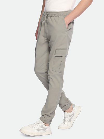 Men's Mousse Grey Solid Stretchable Cargo Jogger