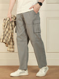 Men's Mid Grey Relaxed Fit Solid Cotton Lycra Stretchable Trousers