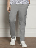 Men's Mid Grey Solid Stretchable Cargo Trousers