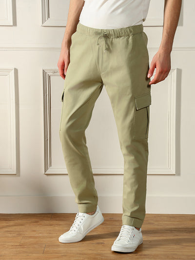 Men's Moss Green Solid Cargo joggers