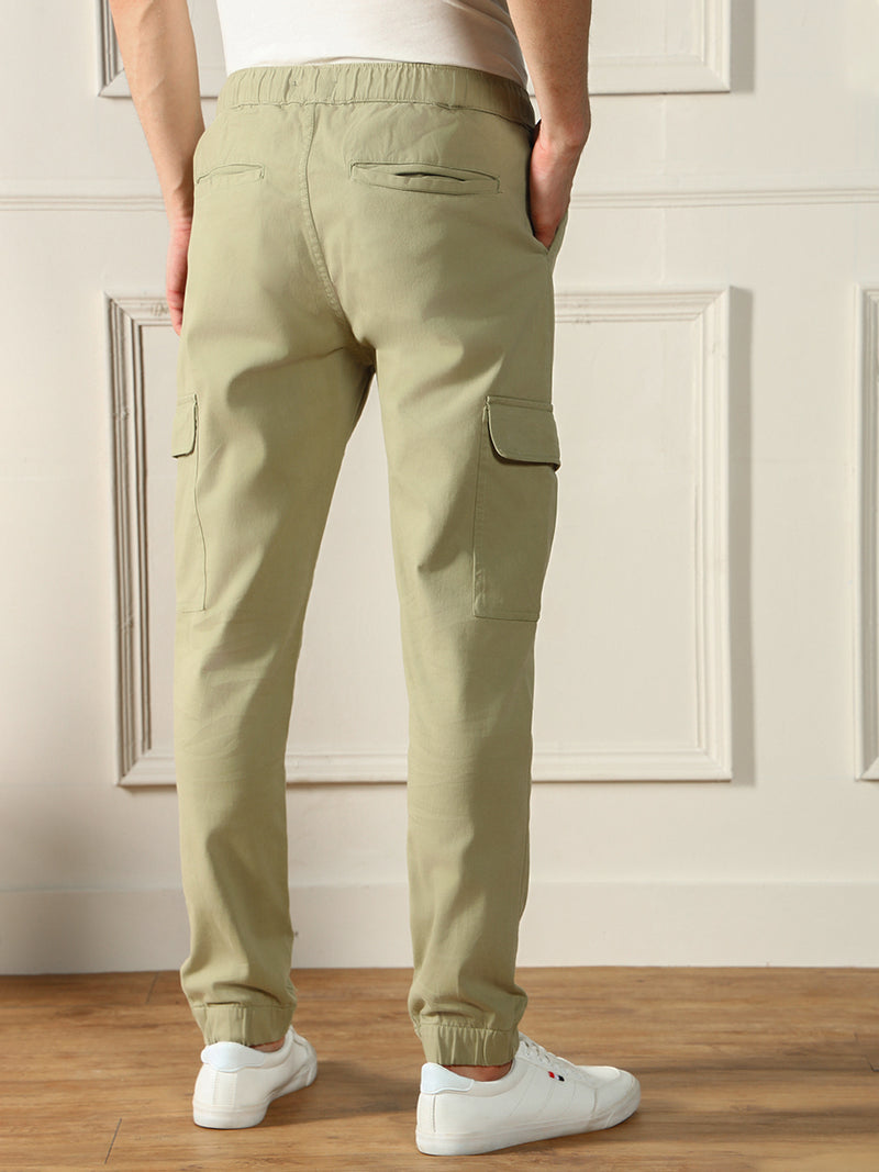 Men's Moss Green Solid Cargo joggers