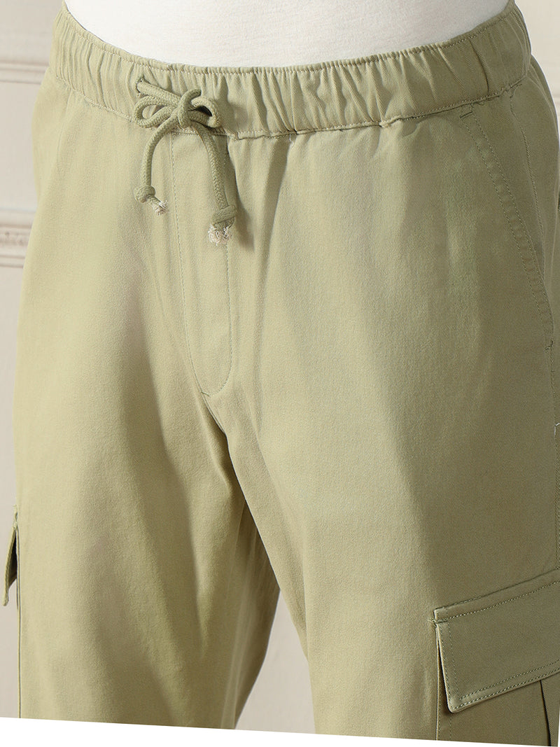 Men's Moss Green Solid Cargo joggers