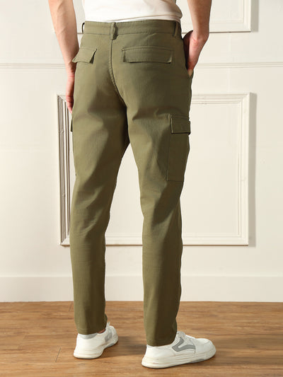 Men's Army Solid Straight fit stretchable Cargo Trousers