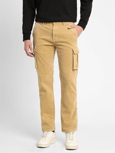 Dennis Lingo Men's Khaki Solid Casual Trouser