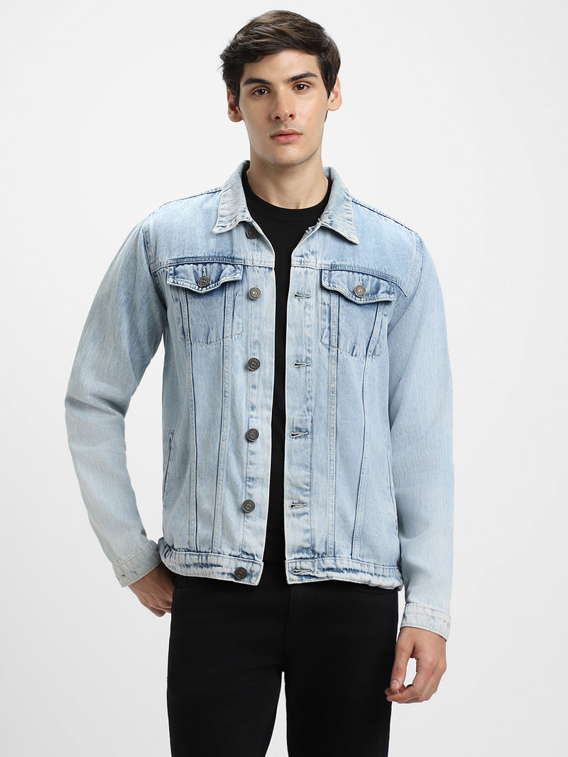 Men's Indigo Washed Regular Fit Fit Collar Full Sleeves Denim Jacket Denim Jacket