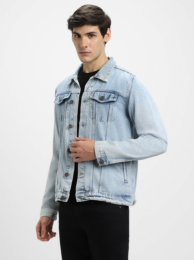 Men's Indigo Washed Regular Fit Fit Collar Full Sleeves Denim Jacket Denim Jacket