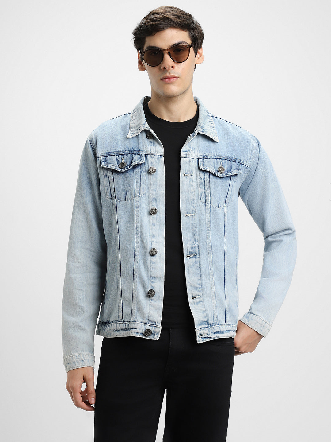 Men's Indigo Washed Regular Fit Fit Collar Full Sleeves Denim Jacket Denim Jacket