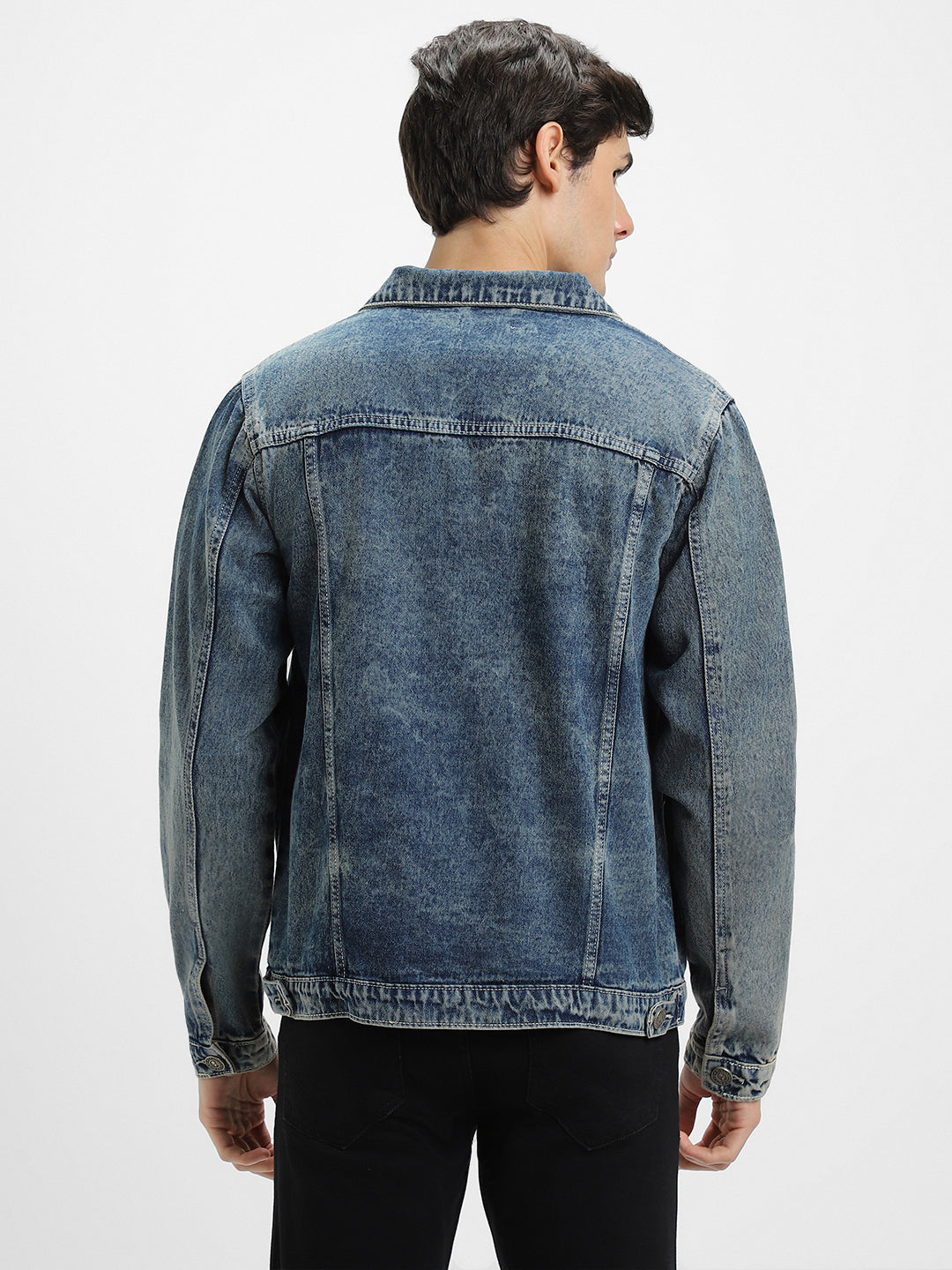 Men's Indigo Washed Regular Fit Collar Full Sleeves Denim Jacket