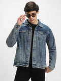 Men's Indigo Washed Regular Fit Collar Full Sleeves Denim Jacket