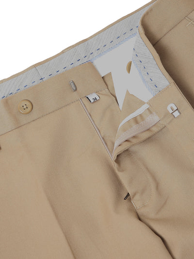 Men's Khaki Solid Formal Trousers