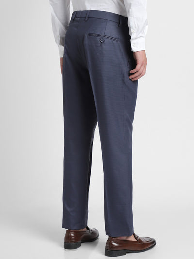 Men's Blue Houndstooth Formal Trousers