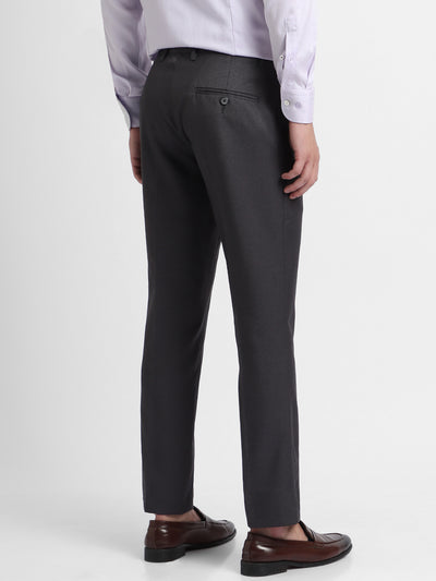 Dennis Lingo Men's Grey Solid Formal Trousers