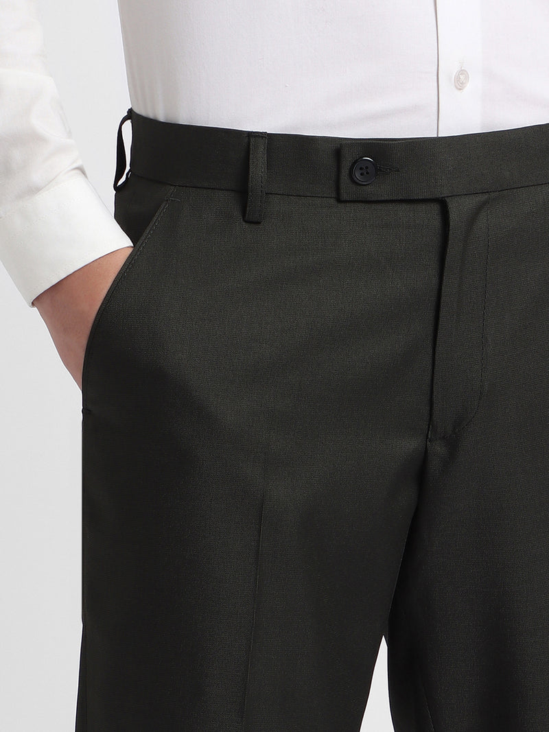 Men's Olive Solid Formal Trousers