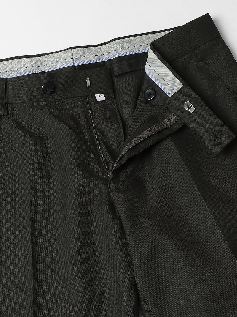 Men's Olive Solid Formal Trousers