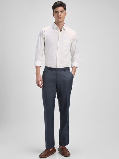 Men's Mid Grey Solid Formal Trousers