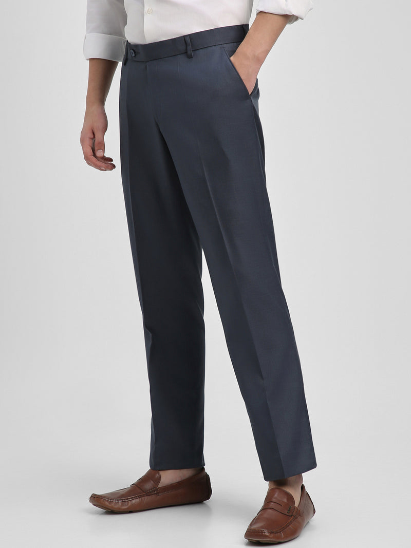 Men's Mid Grey Solid Formal Trousers