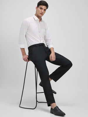 Men's Black Solid Formal Trousers