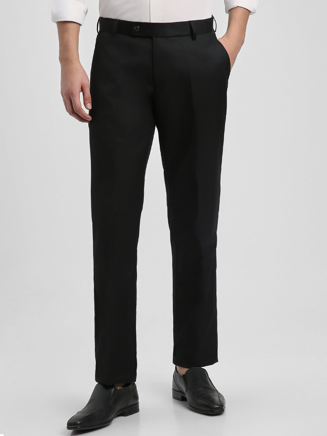 Men's Black Solid Formal Trousers