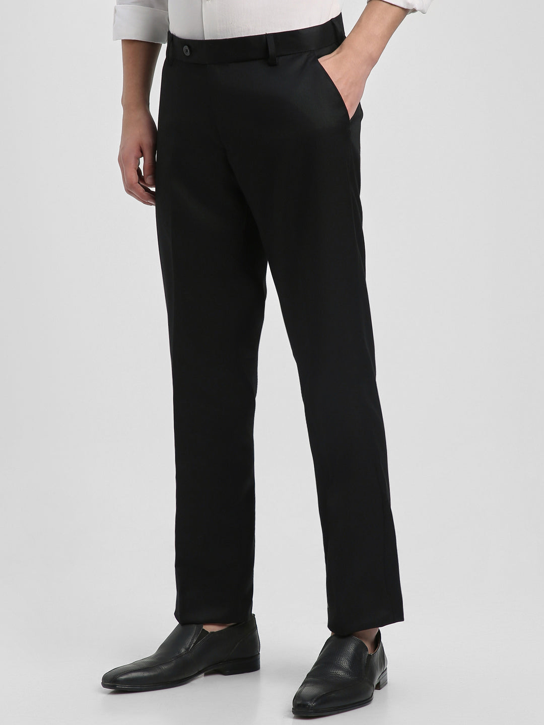 Men's Black Solid Formal Trousers