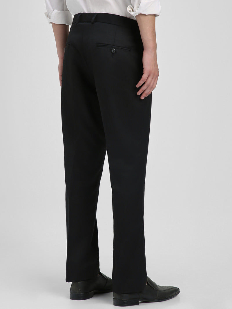 Men's Black Solid Formal Trousers